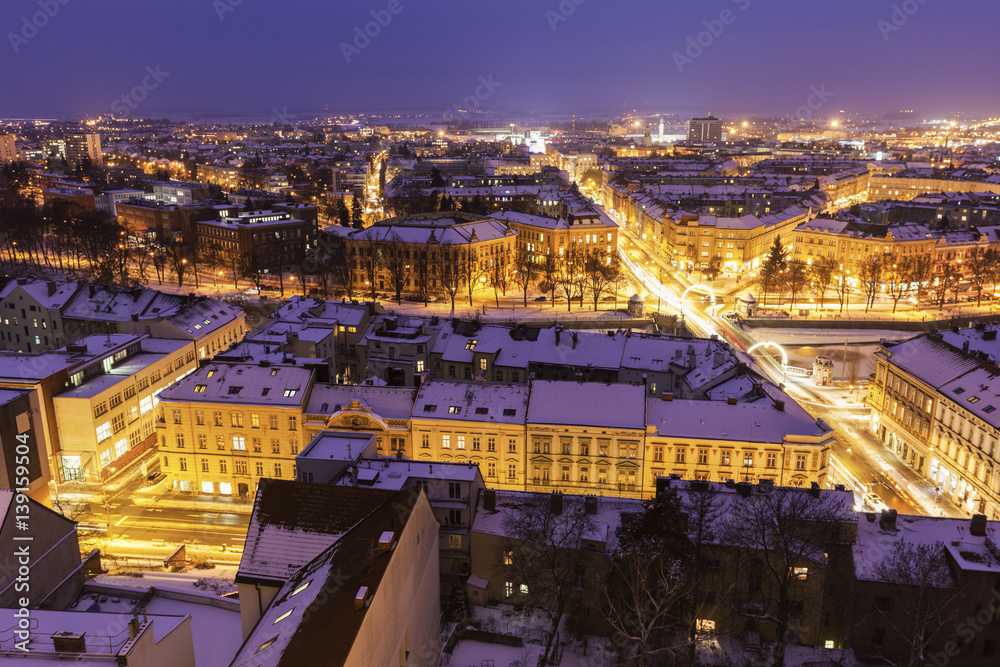 Winter panorama of Hradec Kralove