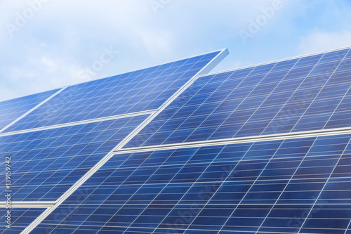 solar cells photovoltaics in solar power station 