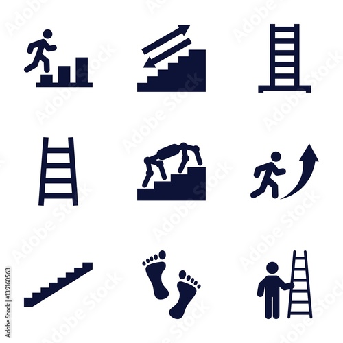 Set of 9 step filled icons