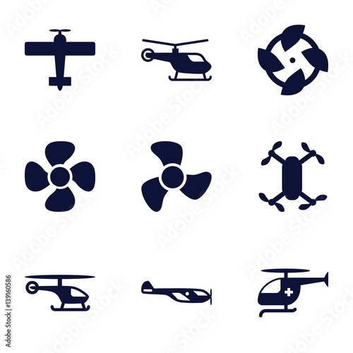 Set of 9 propeller filled icons