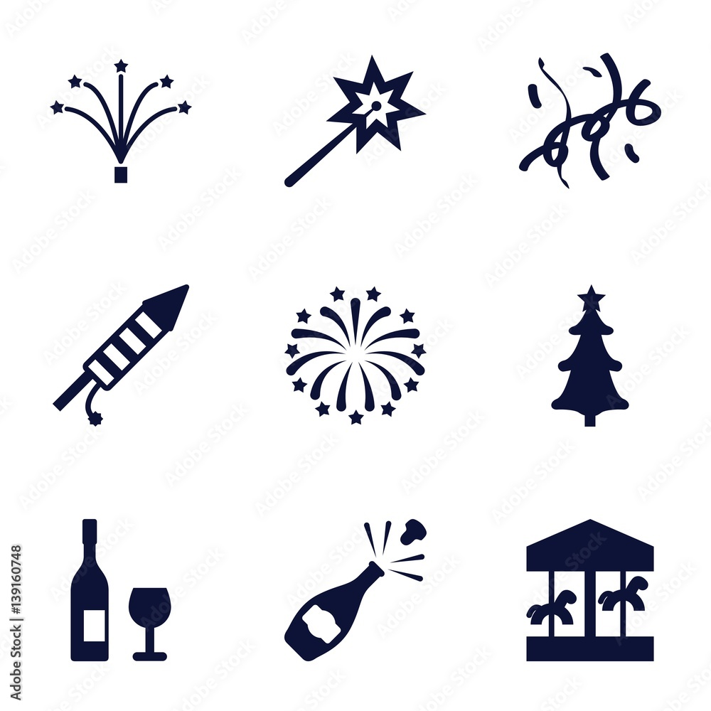 Set of 9 year filled icons