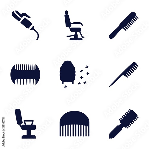 Set of 9 comb filled icons