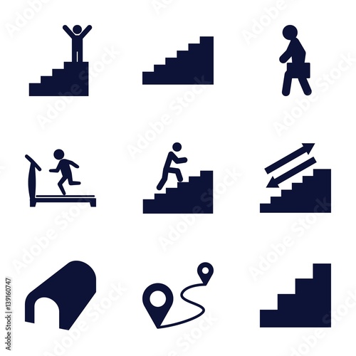 Set of 9 walk filled icons
