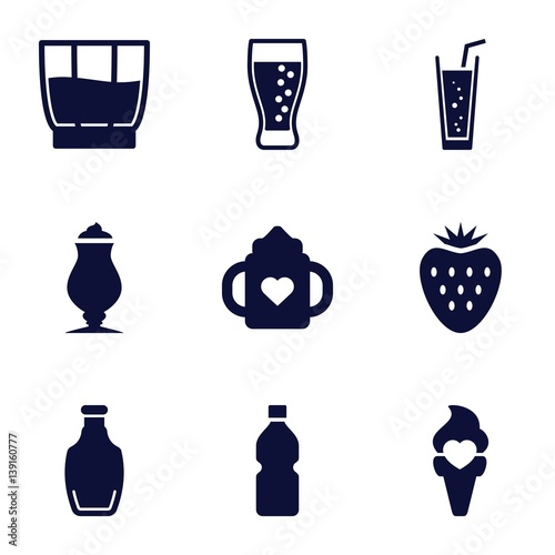 Set of 9 refreshment filled icons