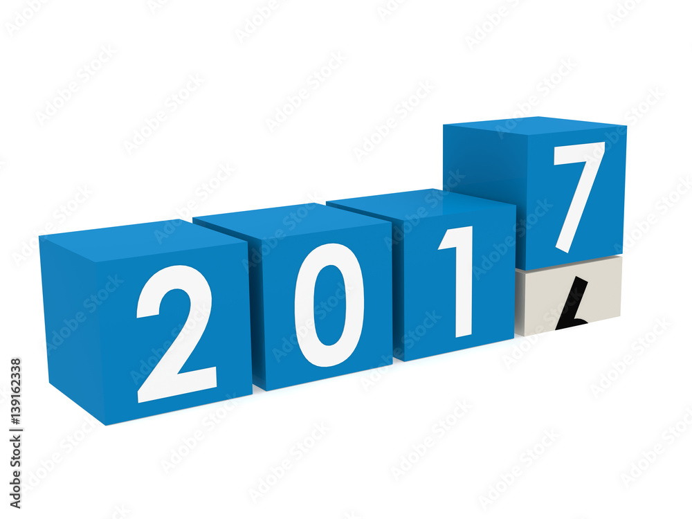 New year 2017 Blocks in blue