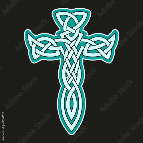 Vector illustration of a blue/green celtic knot cross
