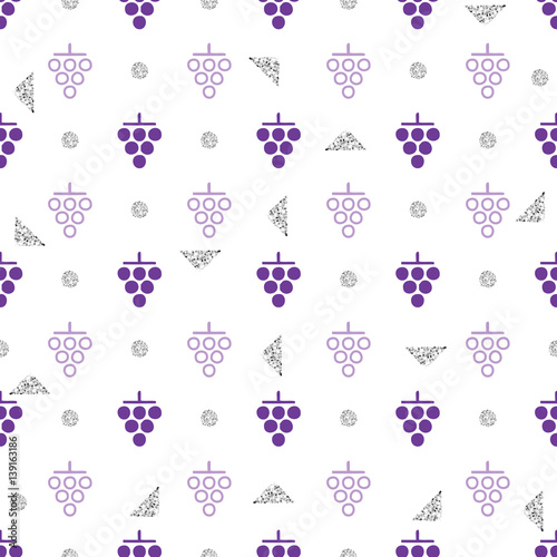 seamless purple grape with silver glitter pattern background