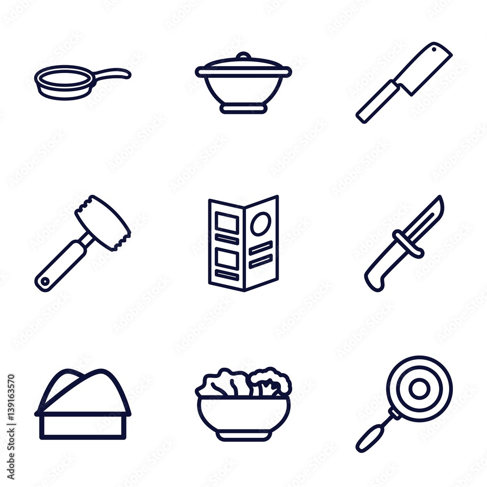 Set of 9 chef outline icons Set of 9 chef outline icons