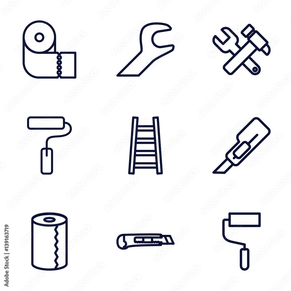 Set of 9 utility outline icons Set of 9 utility outline icons