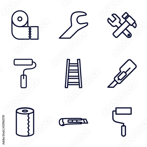 Set of 9 utility outline icons