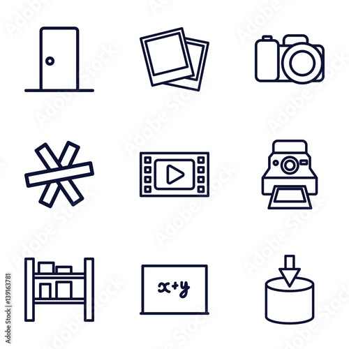 Set of 9 frame outline icons