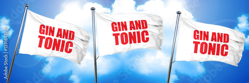 gin and tonic, 3D rendering, triple flags