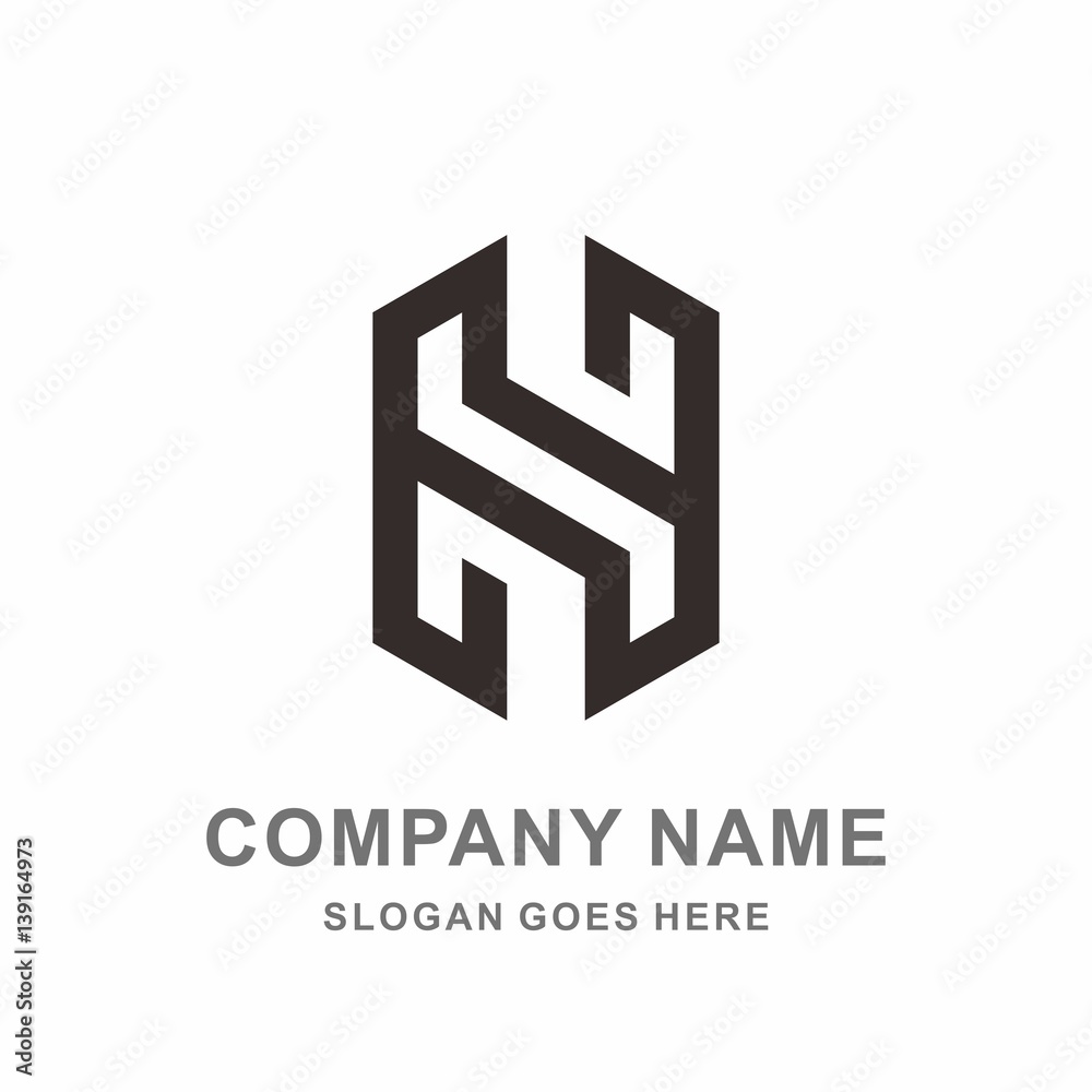 Monogram Letter H Geometric Hexagon Strips Architecture Interior Furnishing Business Company Stock Vector Logo Design Template 