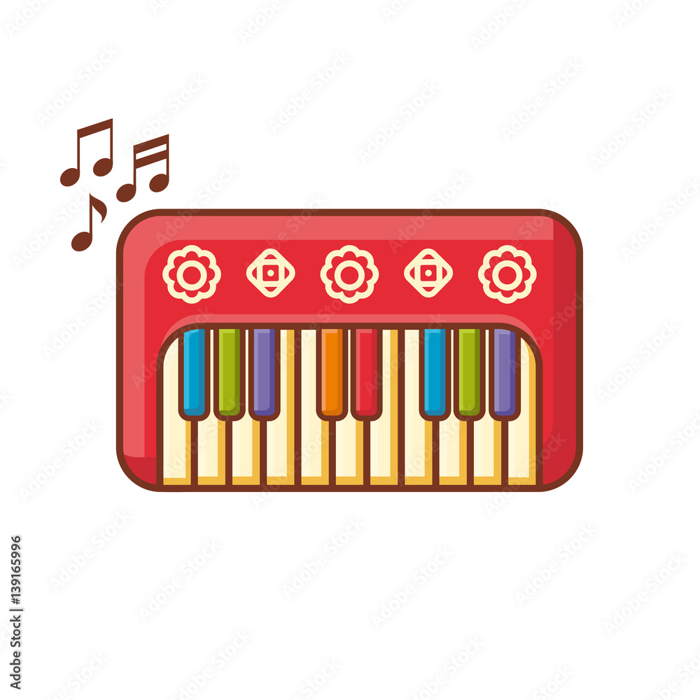 Piano. Musical instrument for kid. Baby toy. Cartoon style. Piano. Musical instrument for kid. Baby toy. Cartoon style.