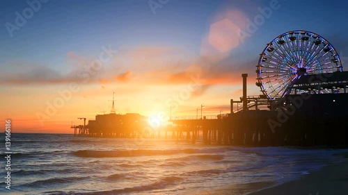Santa Monica Pier during sunset photo