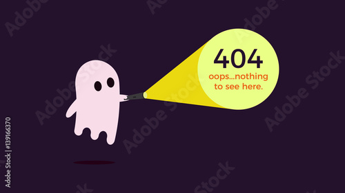 Illustration for 404 error. Vector concept design for page 404. Page is lost and not found message. Template for web page with 404 error. Trendy fun character design.