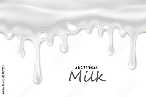 Seamless dripping milk repeatable isolated on white
