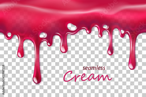 Seamless dripping pink cream repeatable isolated on transparent background