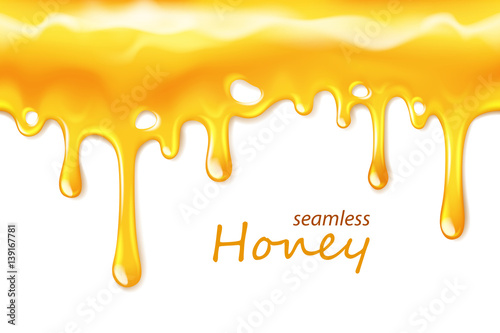 Seamless dripping honey repeatable isolated on white