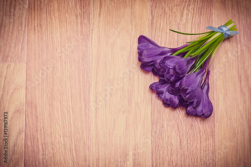 crocuses bouquet top view