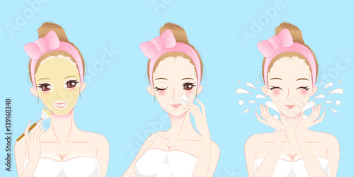 cartoon skin care woman