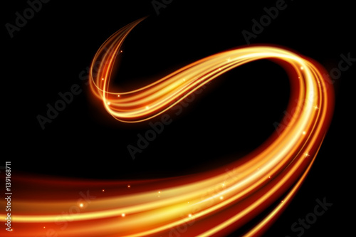Glowing magic light effect and long trails fire motion