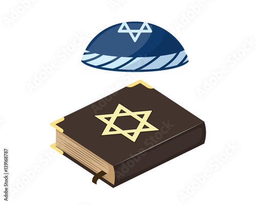 Muslim tradition islam hat source jew bible book christianity church jew and holy ancient traditional history spirituality biblical scripture vector illustration.