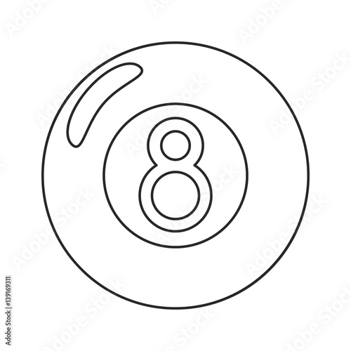 billiard ball  eight thin line vector illustration eps 10