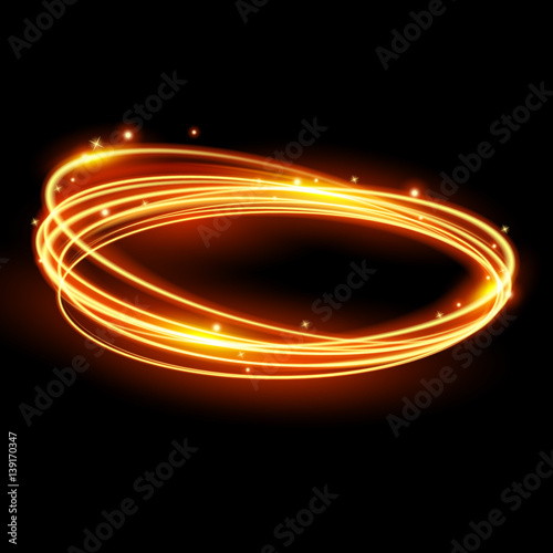 Glowing magic light effect and long trails fire motion