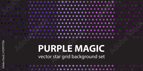 Star pattern set "Purple Magic". Vector seamless backgrounds