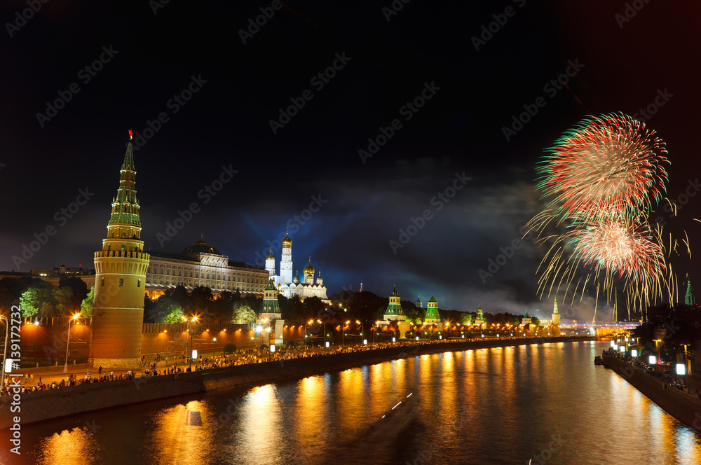 Fireworks over Moscow Kremlin