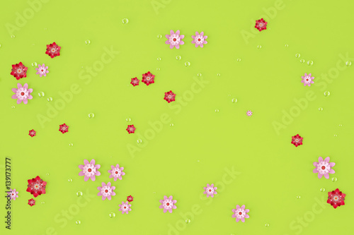 Beads and flowers background. 3D rendering.