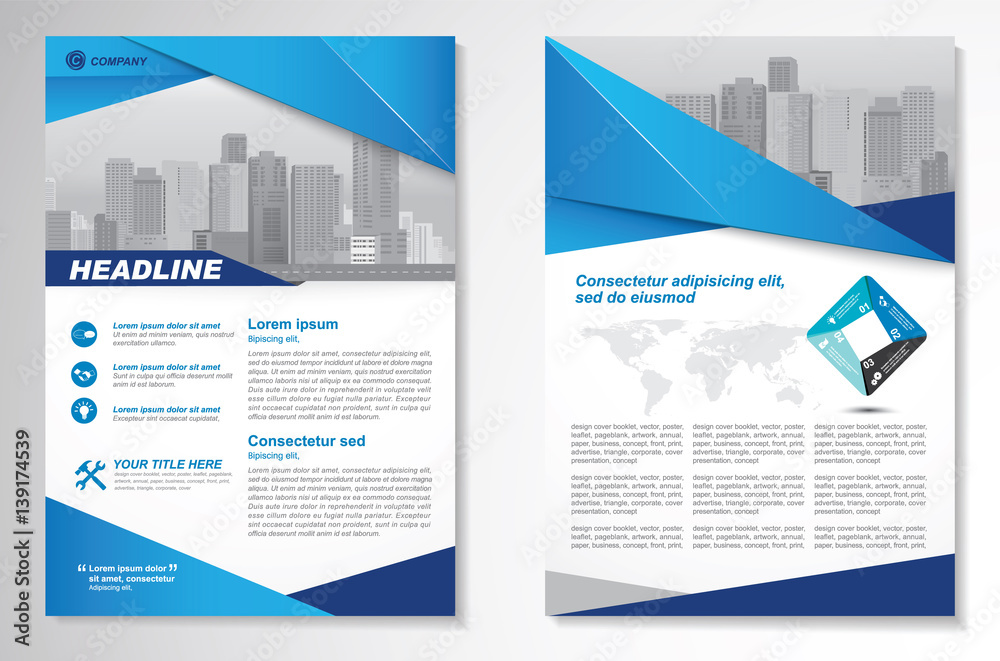 Template vector design for Brochure, Annual Report, Magazine, Poster, Corporate Presentation, Portfolio, Flyer, layout modern with green and blue color size A4, Front and back, Easy to use and edit. Template vector design for Brochure, Annual Report, Magazine, Poster, Corporate Presentation, Portfolio, Flyer, layout modern with green and blue color size A4, Front and back, Easy to use and edit.