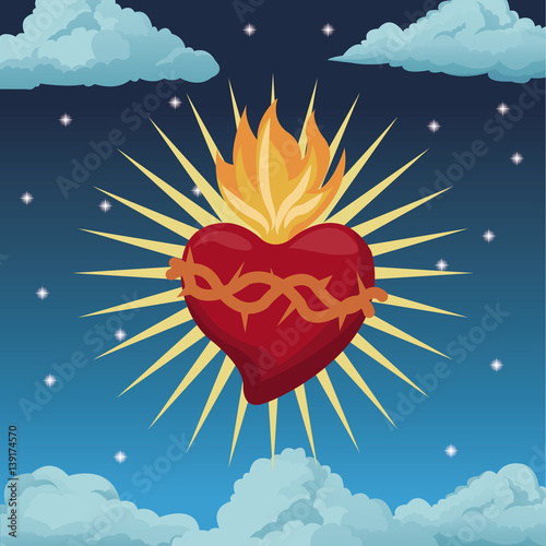 sacred heart blessed night background vector illustration eps 10