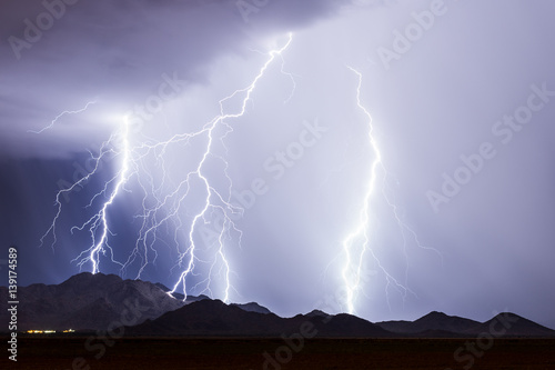 Thunderstorm lightning bolt strikes in Arizona