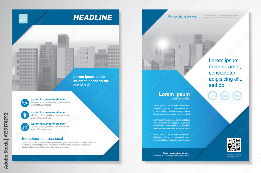 Template vector design for Brochure, Annual Report, Magazine, Poster, Corporate Presentation, Portfolio, Flyer, layout modern with green and blue color size A4, Front and back, Easy to use and edit.