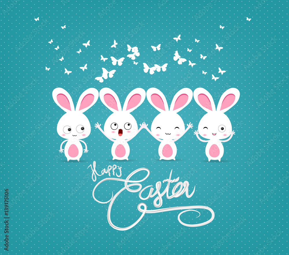 Fototapeta premium happy easter with bunny funny