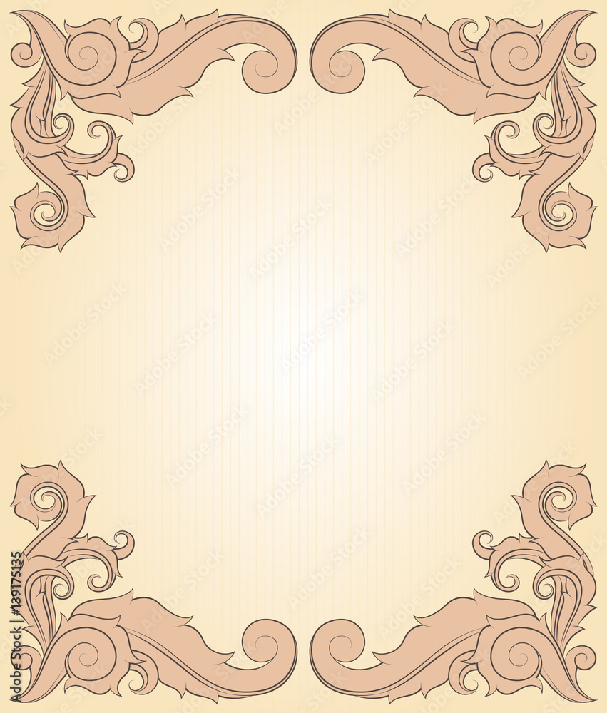Floral ornament frame in brown with copy space on the center. Floral ornament frame in brown with copy space on the center.