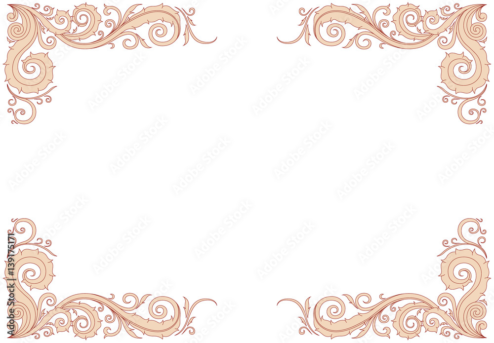 Floral ornament frame in red and cream. Floral ornament frame in red and cream.