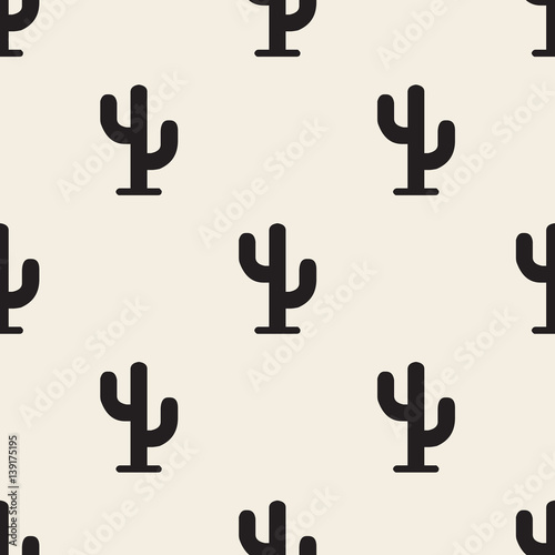 seamless monochrome cactus pattern background