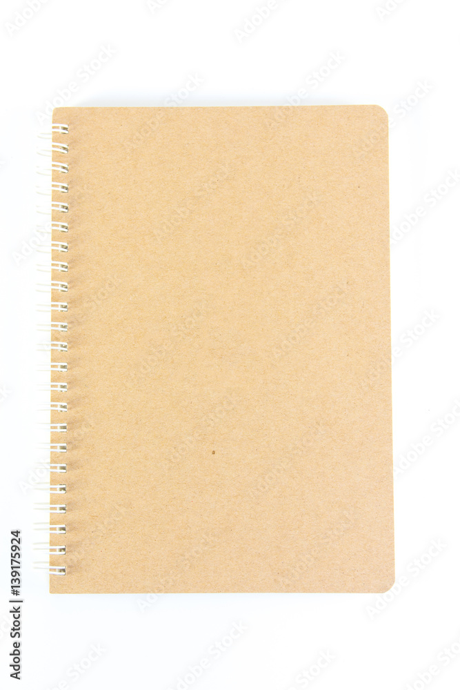 Note book in white background.