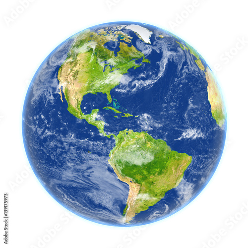 Fototapeta Naklejka Na Ścianę i Meble -  Americas on Earth isolated on white