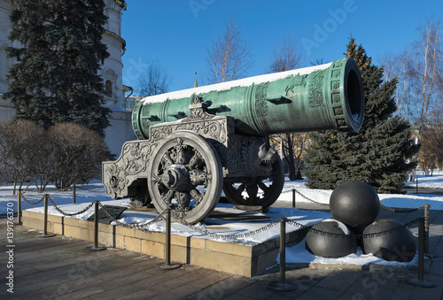 Tsar Cannon, a monument to the medieval Russian artillery, cast in 1586, gun weight 39.31 tons