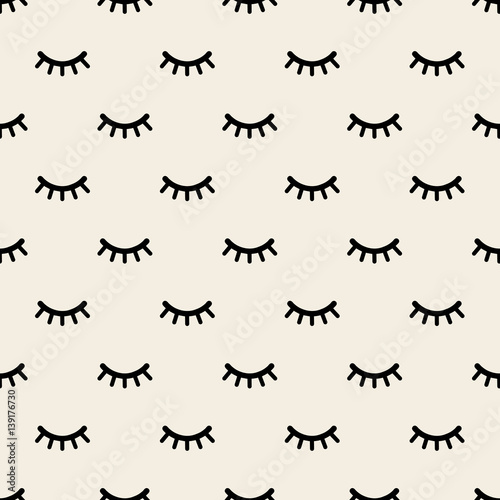 seamless monochrome eyelash pattern background