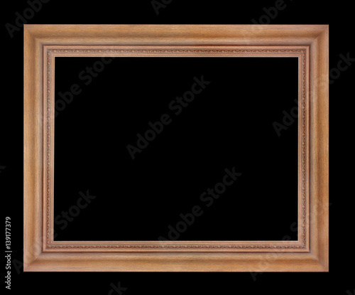 wooden picture frame isolated on black background