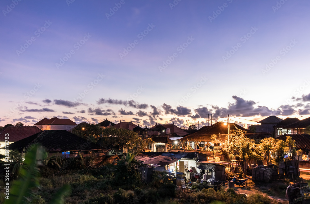 Nature landscape sunset on the tropical Bali island, Indonesia.