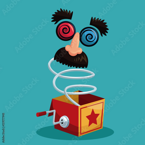 april fools day surprise box with face comic vector illustration eps 10