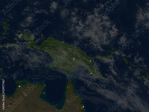 Papua at night on planet Earth