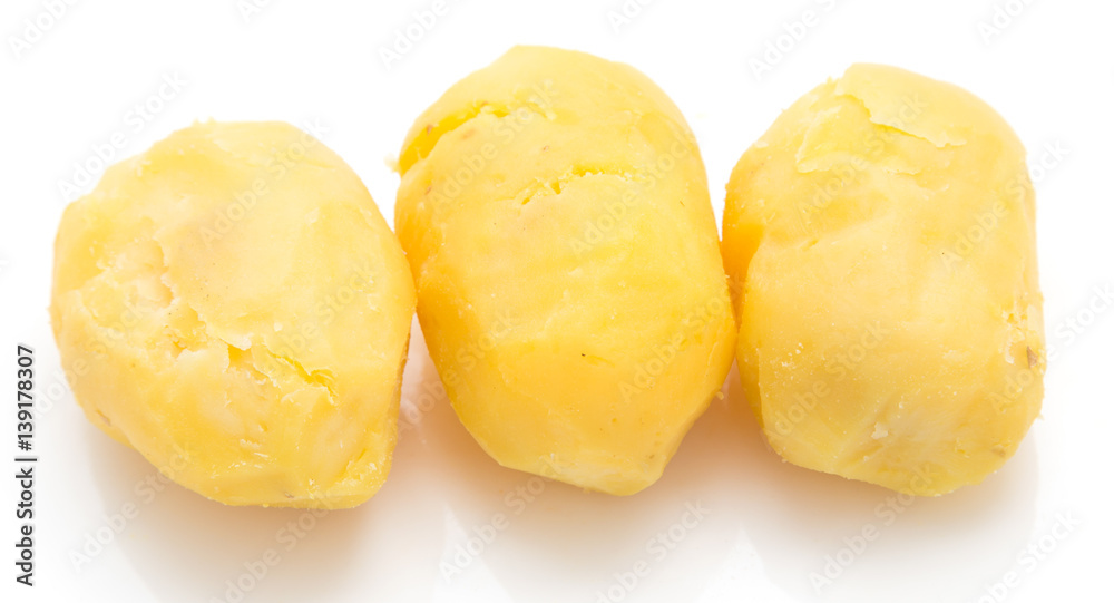 boiled potatoes on a white background boiled potatoes on a white background