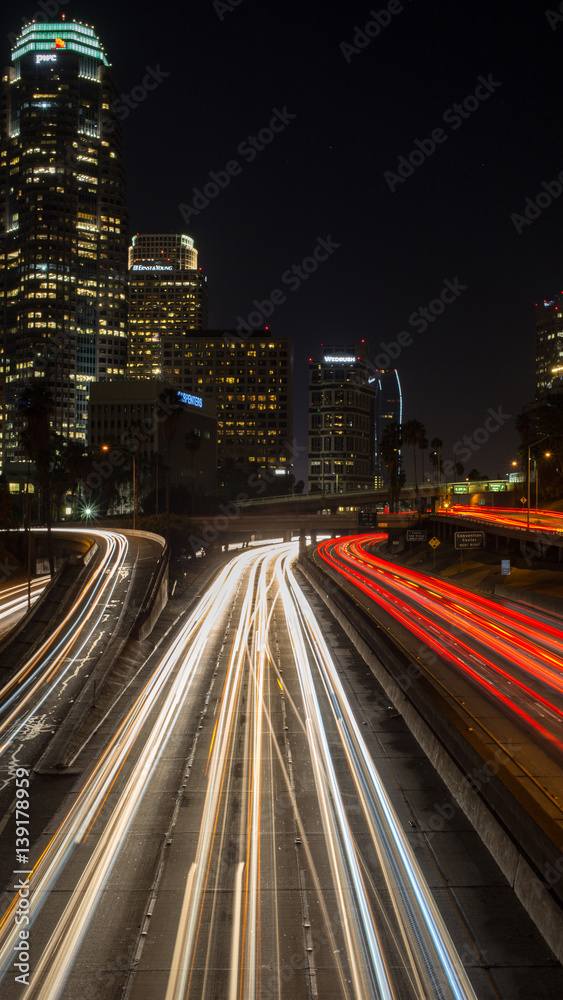 Obraz premium night life, city light, down town California